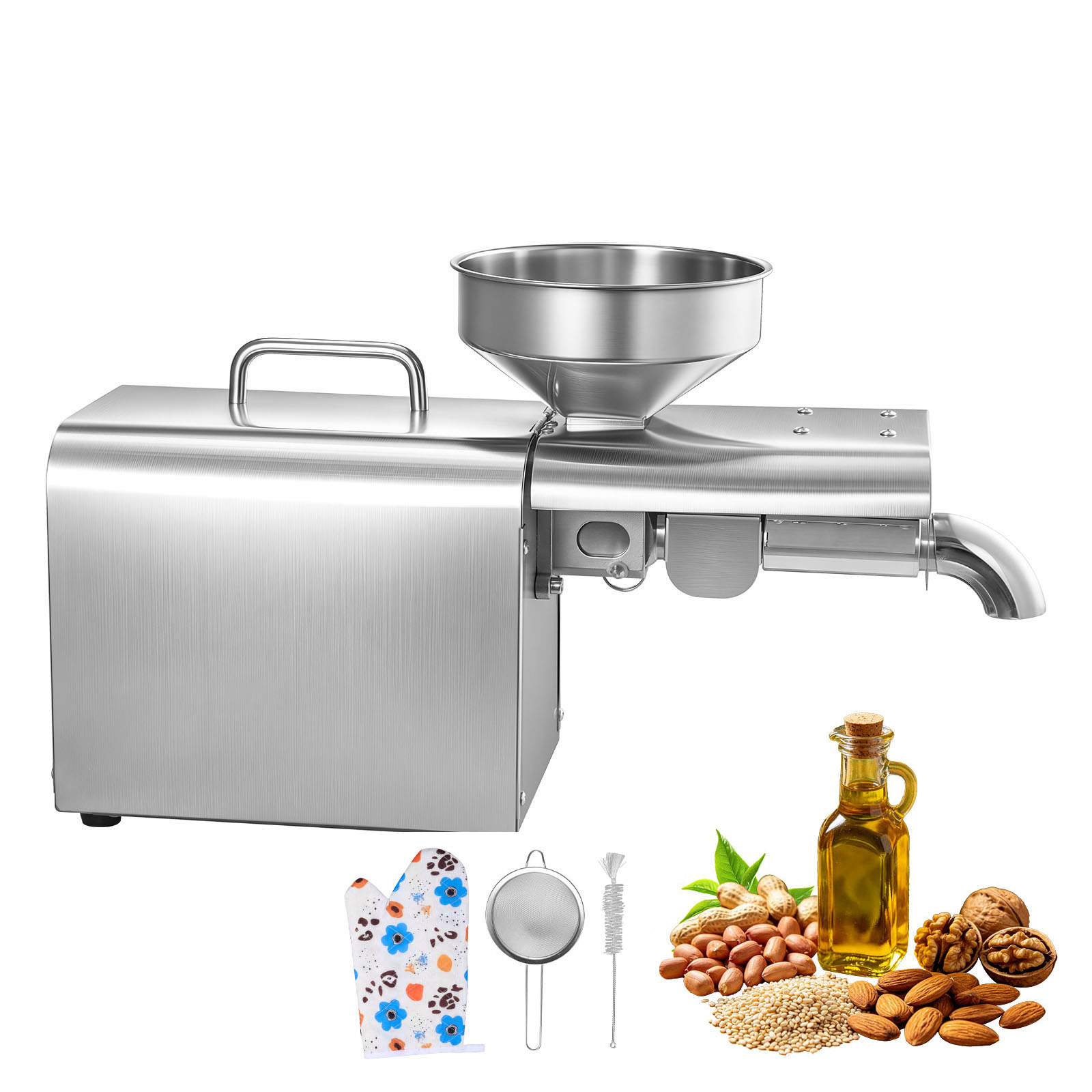 Main product image of Oil Press Machine, 8.27 LBS/H, 750W, Automatic Electric, 122℉–572℉ Hot Press