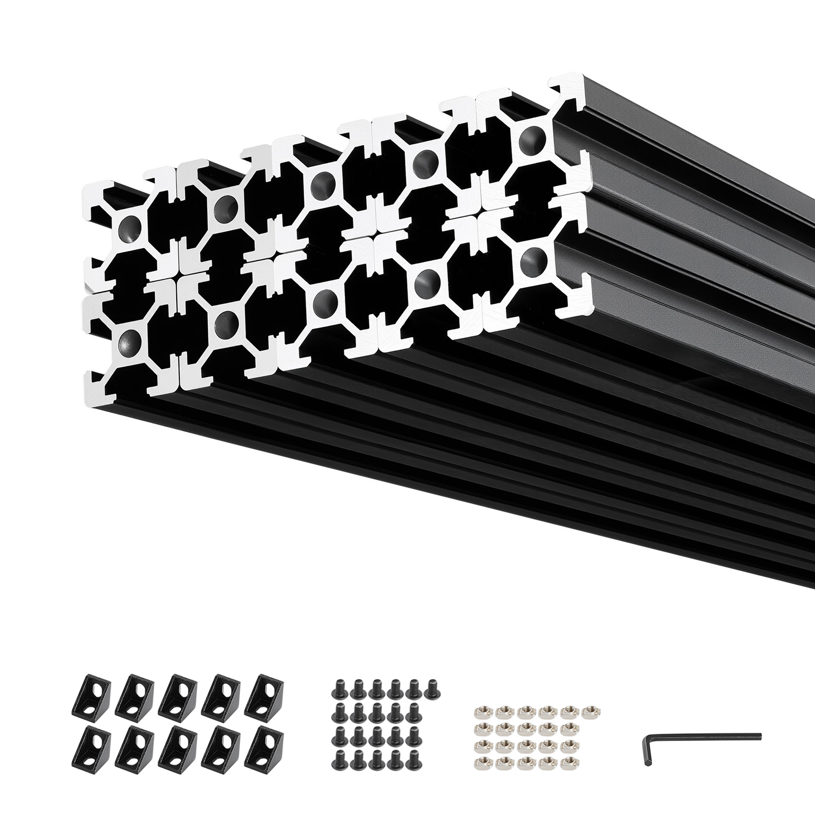 Main product image of 10-Pack 2020 T-Slot Aluminum Extrusion, 48 inch (1220mm), Black