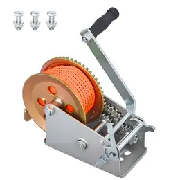 Product image of Boat Winch, 3500 lb, 20 ft Polyester Strap, 2-Speed, Two-Way Ratchet