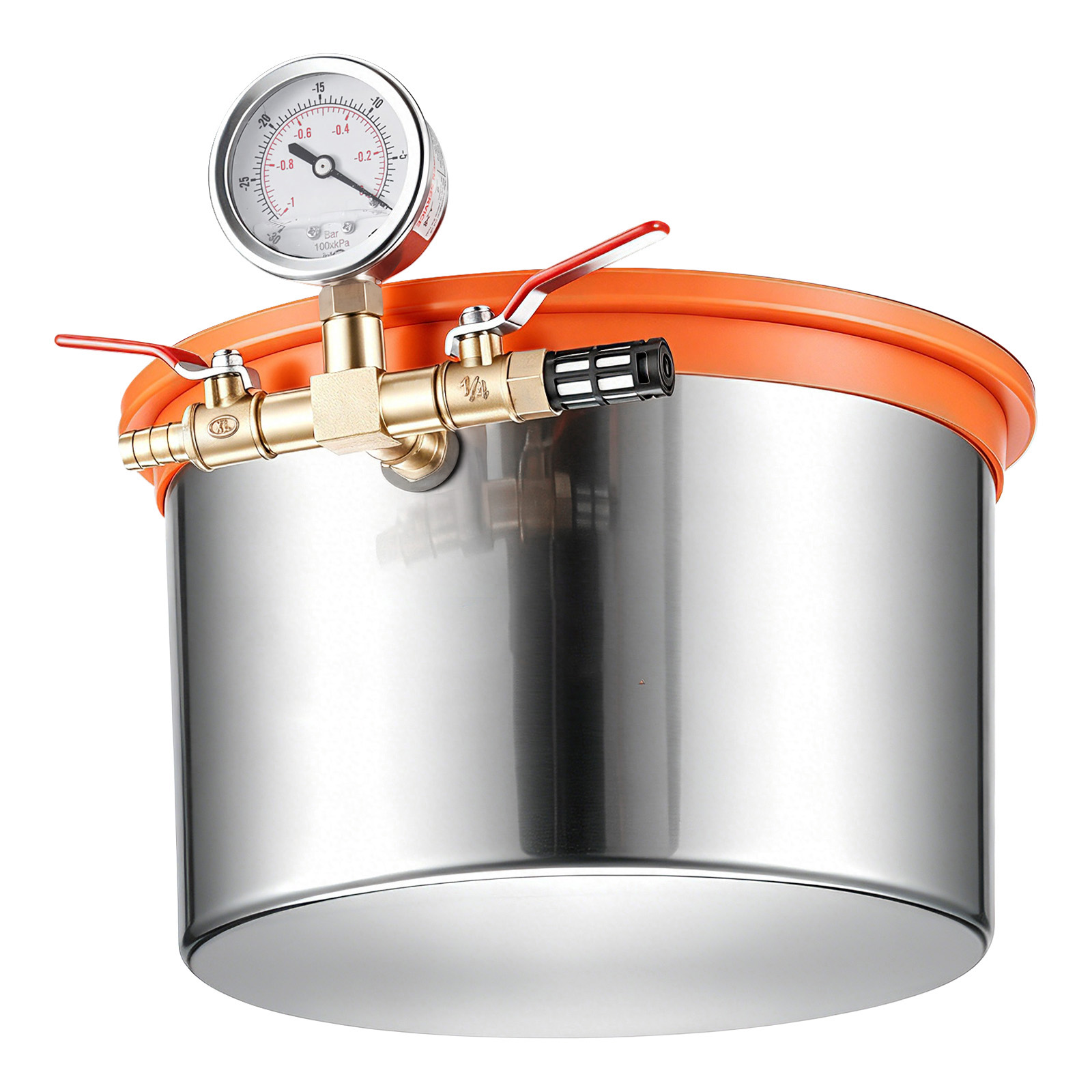 Main product image of 1.5 Gallon Stainless Steel Vacuum Degassing Chamber with Tempered Glass Lid