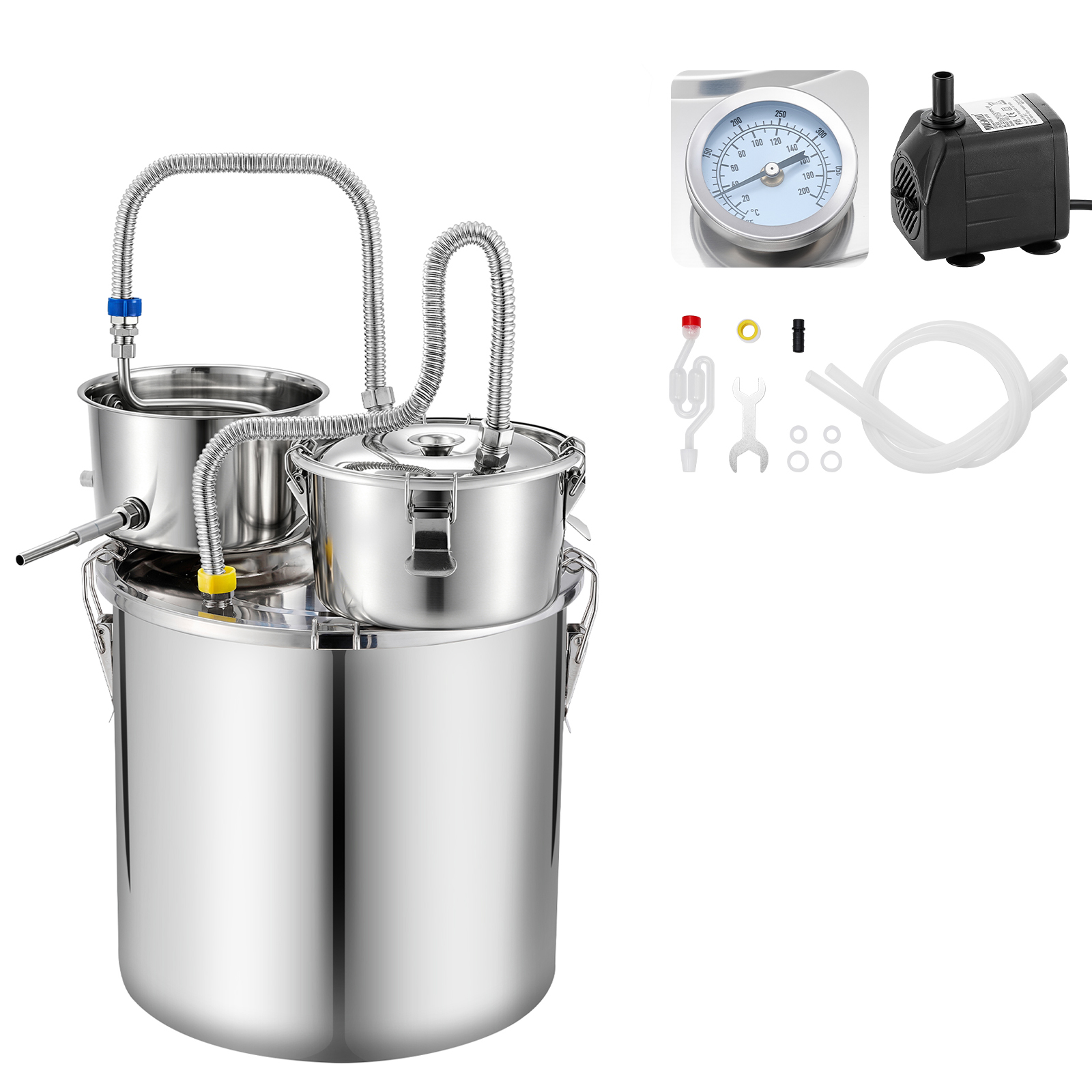 Main product image of 8 GAL/ 30L Alcohol Still with Thumper Keg, Dual-scale Thermometer, Water Pump