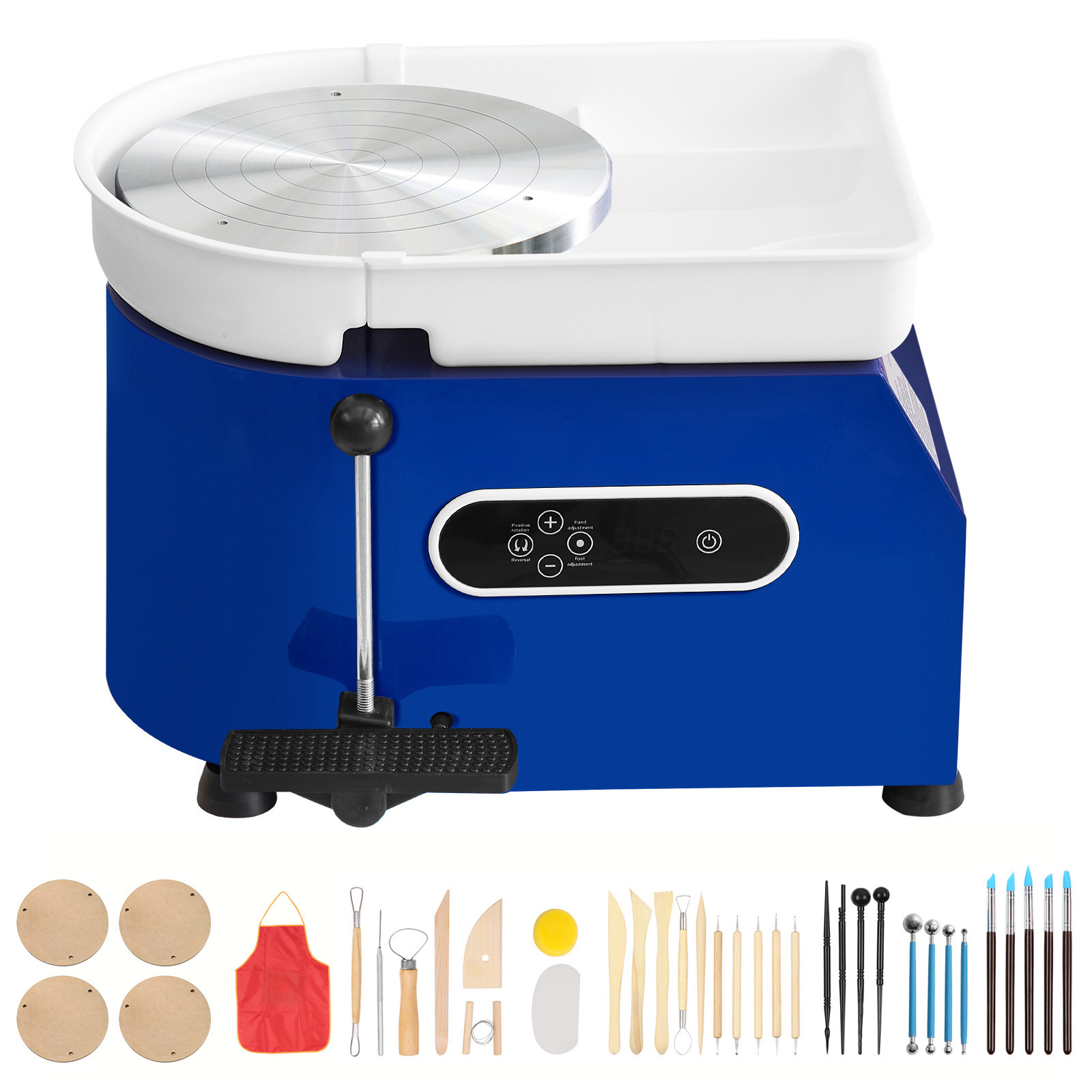 Main product image of Pottery Wheel, 450W, 11 In, 60-300 RPM, Handle/Pedal Control, ABS Basin