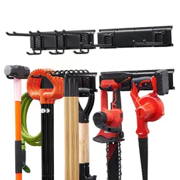 Product image of 33 Inch Wall Mount Tool Organizer, 400 Lbs, 2 Rails, 5 Adjustable Hooks