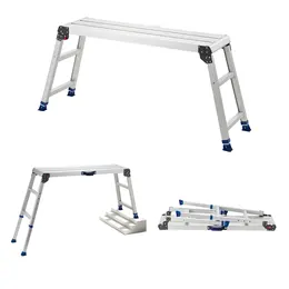Product image of Folding Aluminum Work Platform, Adjustable Height 23-34.5 In, 40x12 In, 500 Lbs