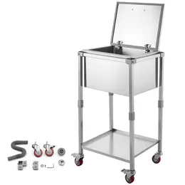 Product image of Stainless Steel Rolling Cooler Cart, 57.7 Quart, with Flip Lid and Shelf, 22x17.9x39.5 In