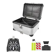 Product image of Motorcycle Top Case, 65L Universal Aluminum Hard Motorcycle Tail Case, Waterproof Detachable Motorbike Top Box With Security Lock & Leather Liner For Helmets Storage