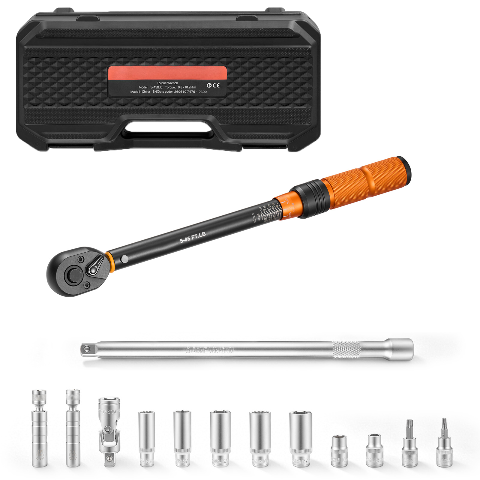 Main product image of 3/8-inch Drive Click Torque Wrench, 5-45 Lbf-ft / 6.8-61.2 N.m, ±3% Accuracy