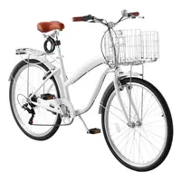 Product image of 26-inch 7-Speed Beach Cruiser Bicycle, Carbon Steel Frame, 330 lb Capacity, White