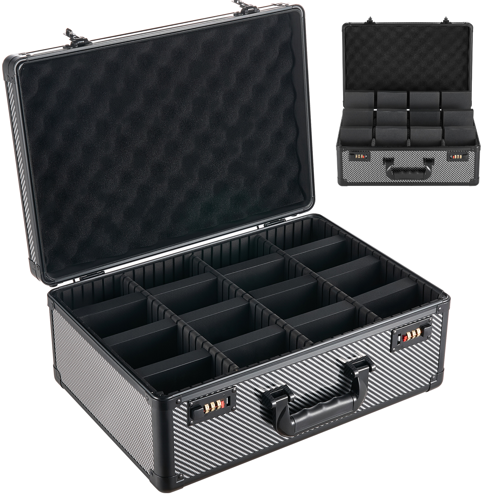 Main product image of 4-Row Graded Card Storage Case, 162 PSA Slabs, 12 Dividers, Combination Lock