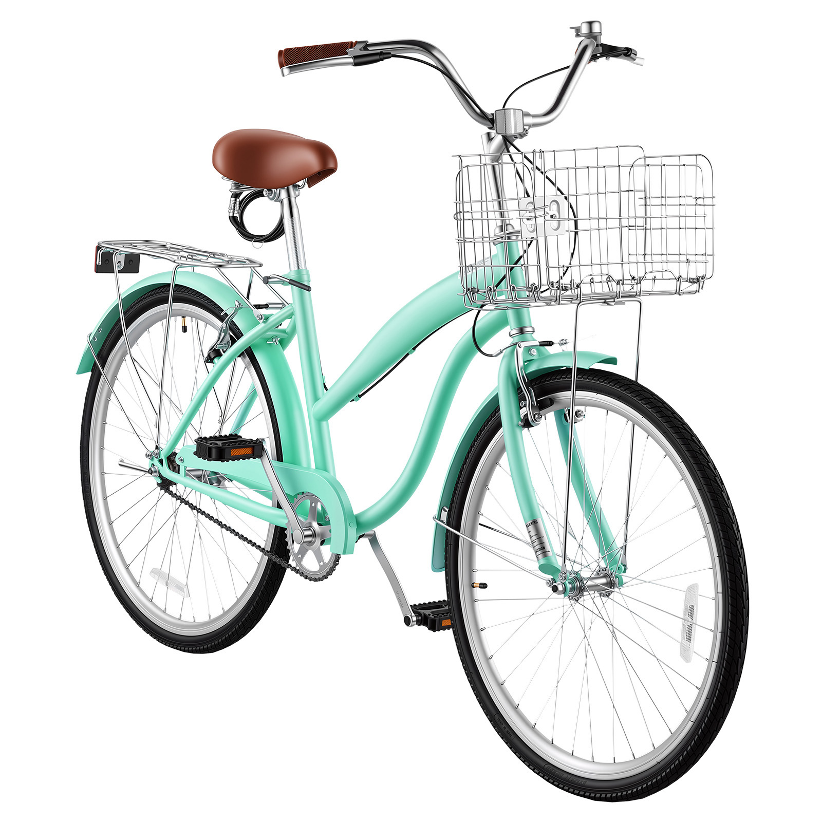 Main product image of 26 In Beach Cruiser Bike, Single-Speed, Steel Frame, 330 Lbs Capacity, Mint Green