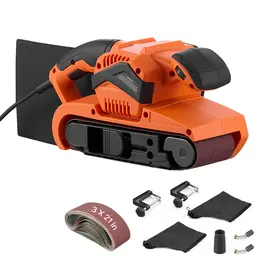 Product image of Belt Sander, 7A, 3x21 inch, 6-Speed, 630-1200 FPM, Handheld/Benchtop