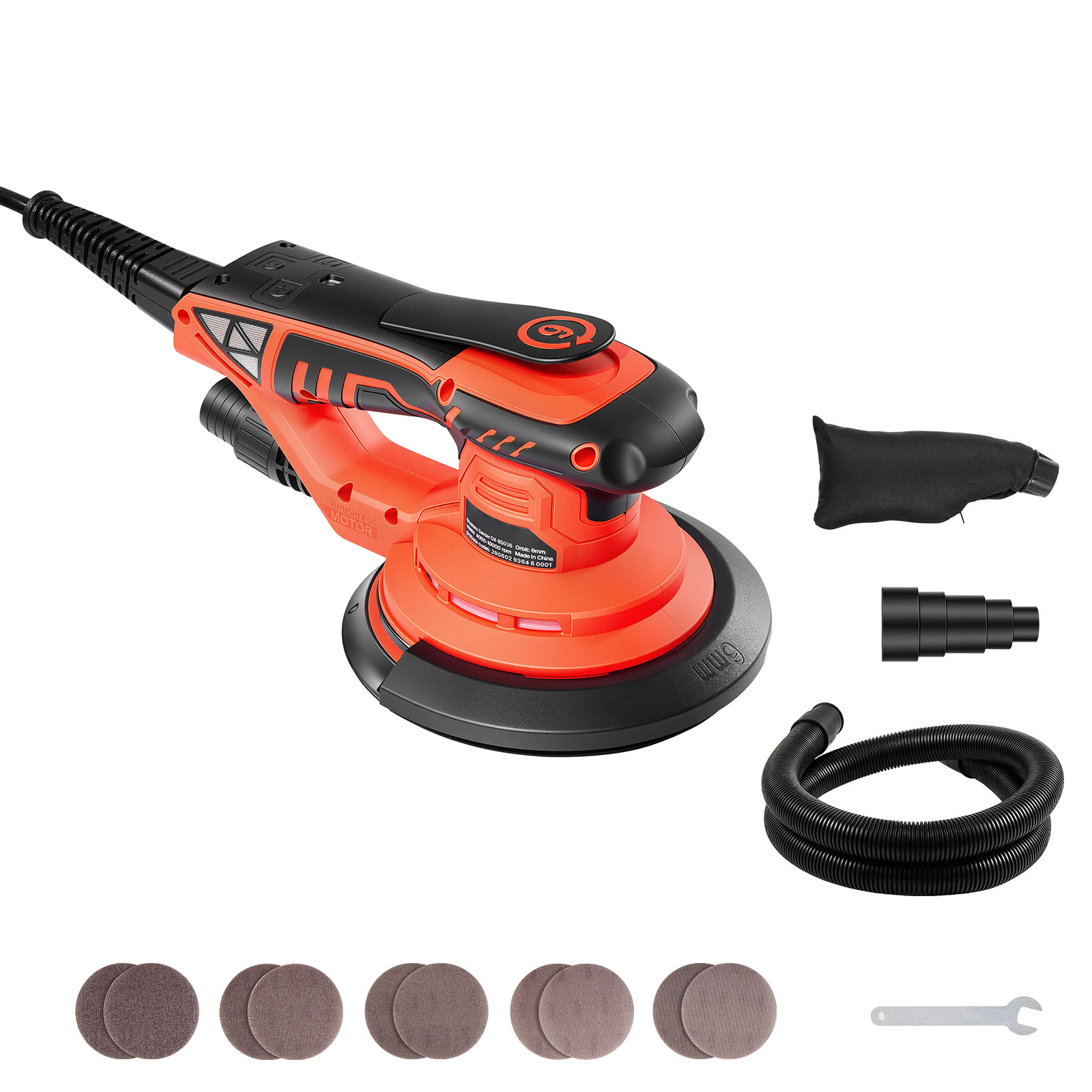 Main product image of 6-Inch Random Orbital Sander, 400W Brushless, 4000-10000 RPM, 7-Speed