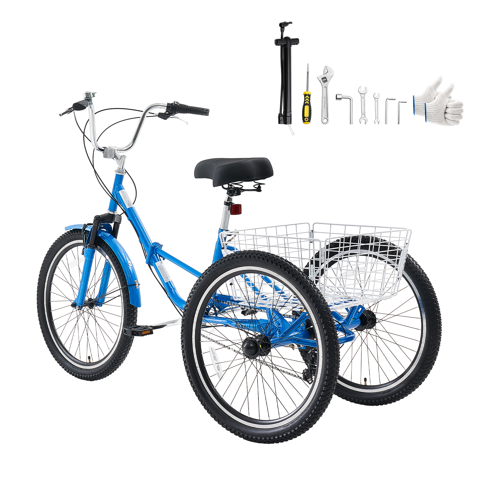 Main product image of Folding Adult Tricycle, 24 Inch, 7 Speed, with Cargo Basket and Adjustable Seat