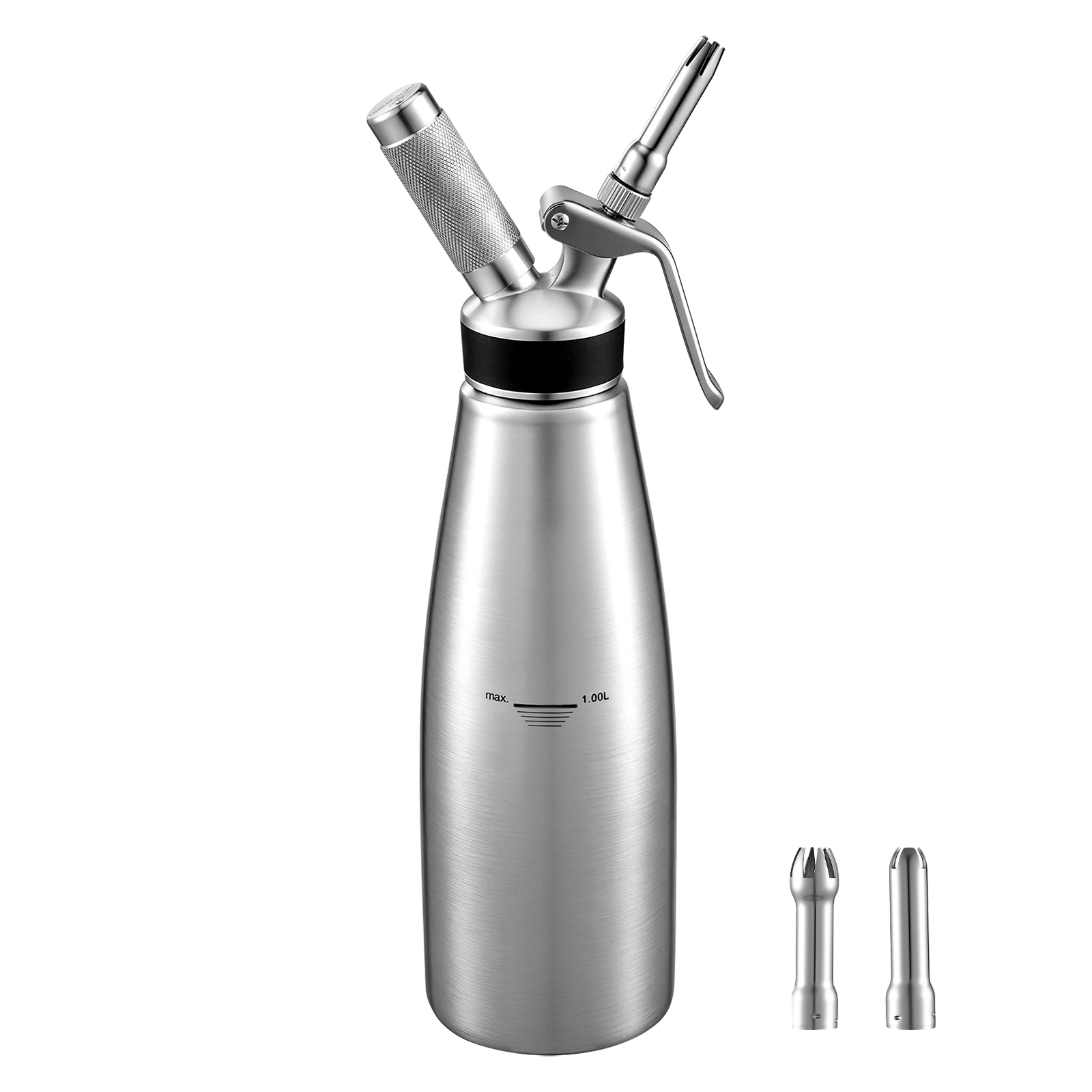 Main product image of 304 Stainless Steel Whipped Cream Dispenser, 1000ml, 3 Nozzles, Cleaning Brush