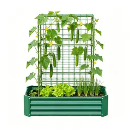 Product image of Galvanized Metal Raised Garden Bed, 4x2x1 Ft, with 59in Arch Trellis