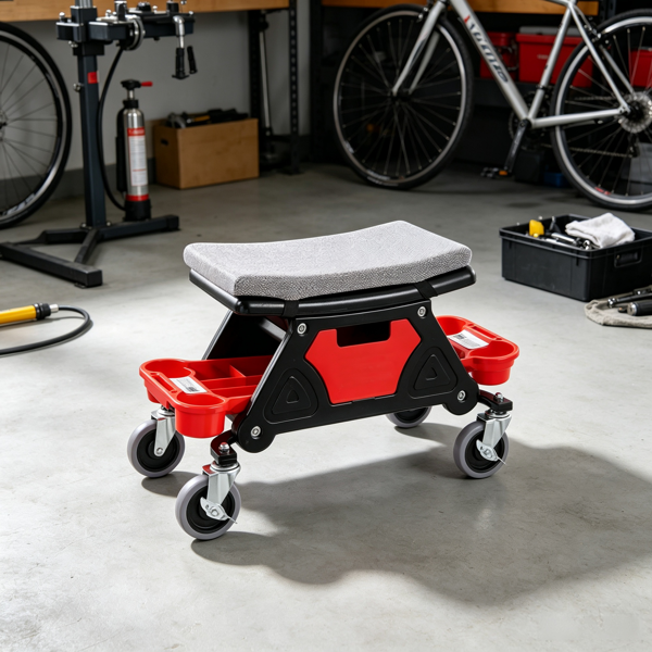 Main product image of 300 LBS Capacity Rolling Mechanic Stool, 4-inch Wheels, 3 Trays & Drawer