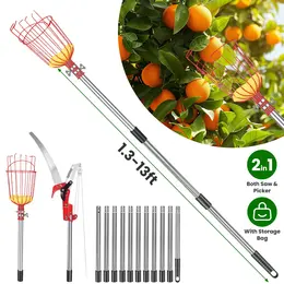 Product image of 2-in-1 Pole Saw & Fruit Picker, 10.9/14.4ft Extendable Stainless Steel Pole, 65Mn Blade