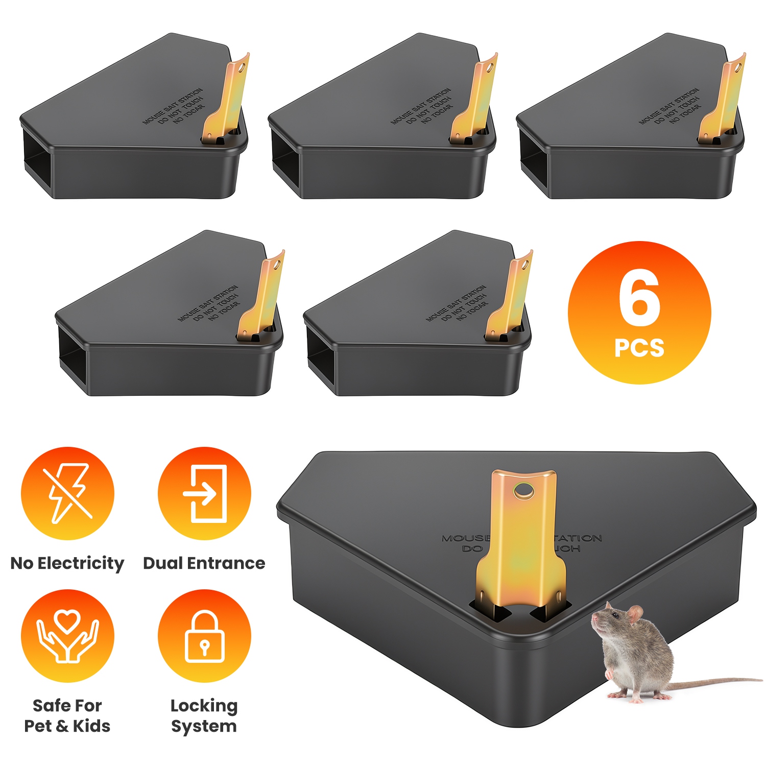 Main product image of 6-Pack Tamper-Resistant Mouse Bait Stations with Keys, Indoor/Outdoor