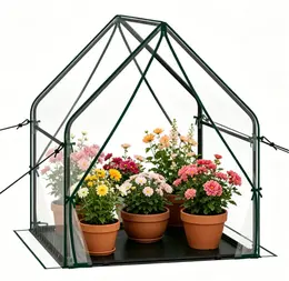 Product image of 36" x 36" x 43" Outdoor Greenhouse with Detachable PE Mat, Metal Frame