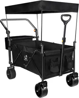Product image of Foldable Utility Wagon with Canopy, All-Terrain Wheels, and Brake