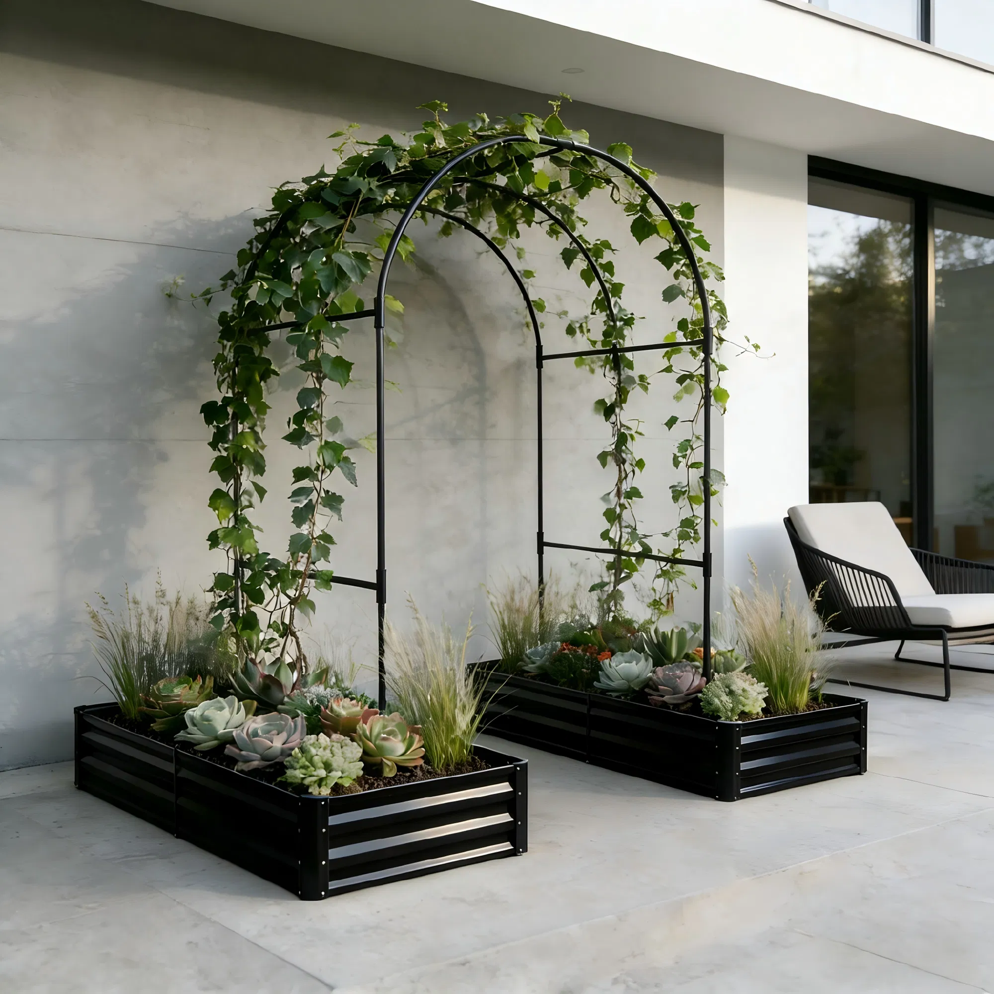 Main product image of 2-Pack Metal Raised Garden Beds with Arch Trellis