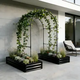 Product image of 2-Pack Metal Raised Garden Beds with Arch Trellis