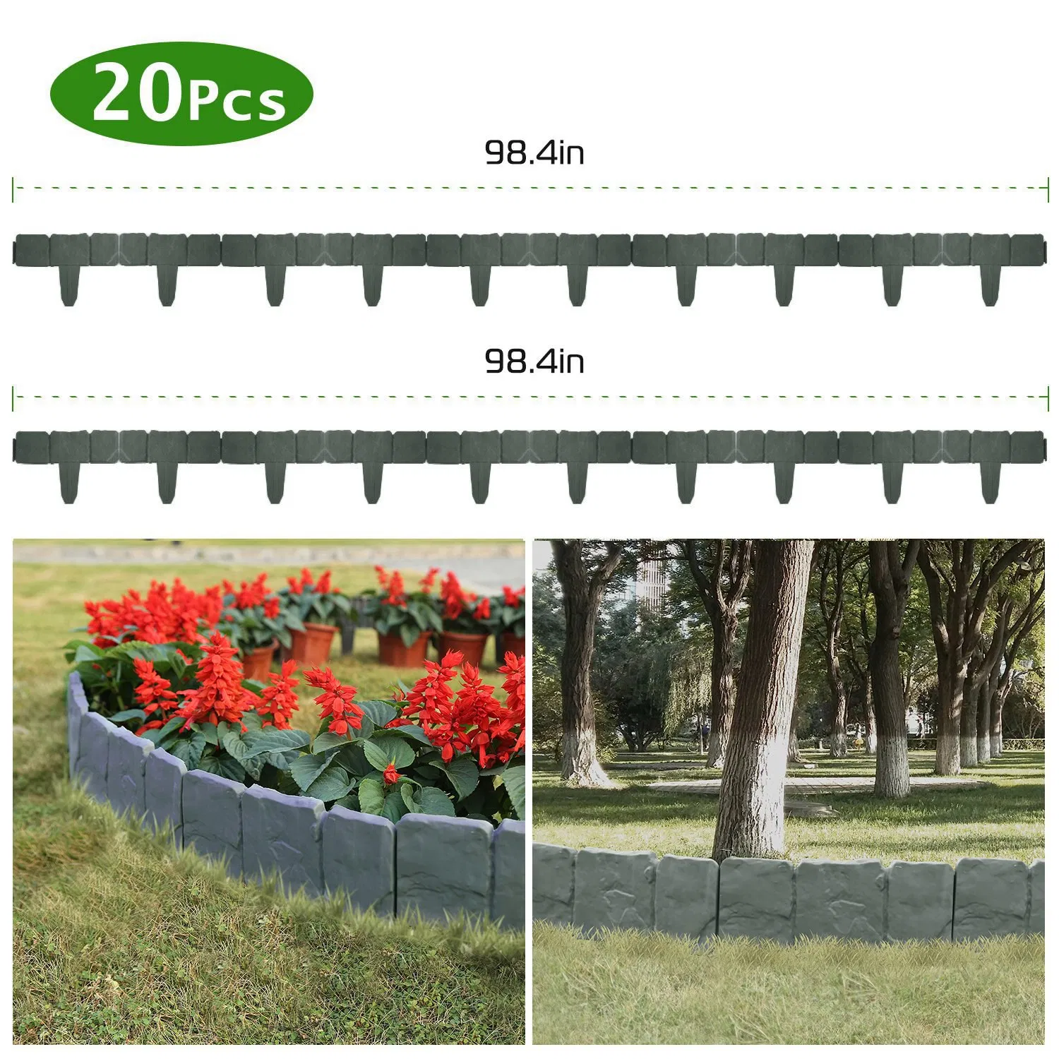 Main product image of 20 PCS Cobbled Stone Effect Plastic Garden Lawn Border Edging
