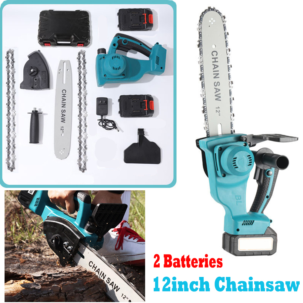 Main product image of 12in Cordless Electric Chainsaw Kit, One-Handed, with 2 Batteries