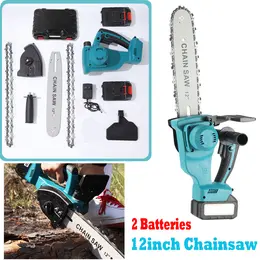 Product image of 12in Cordless Electric Chainsaw Kit, One-Handed, with 2 Batteries