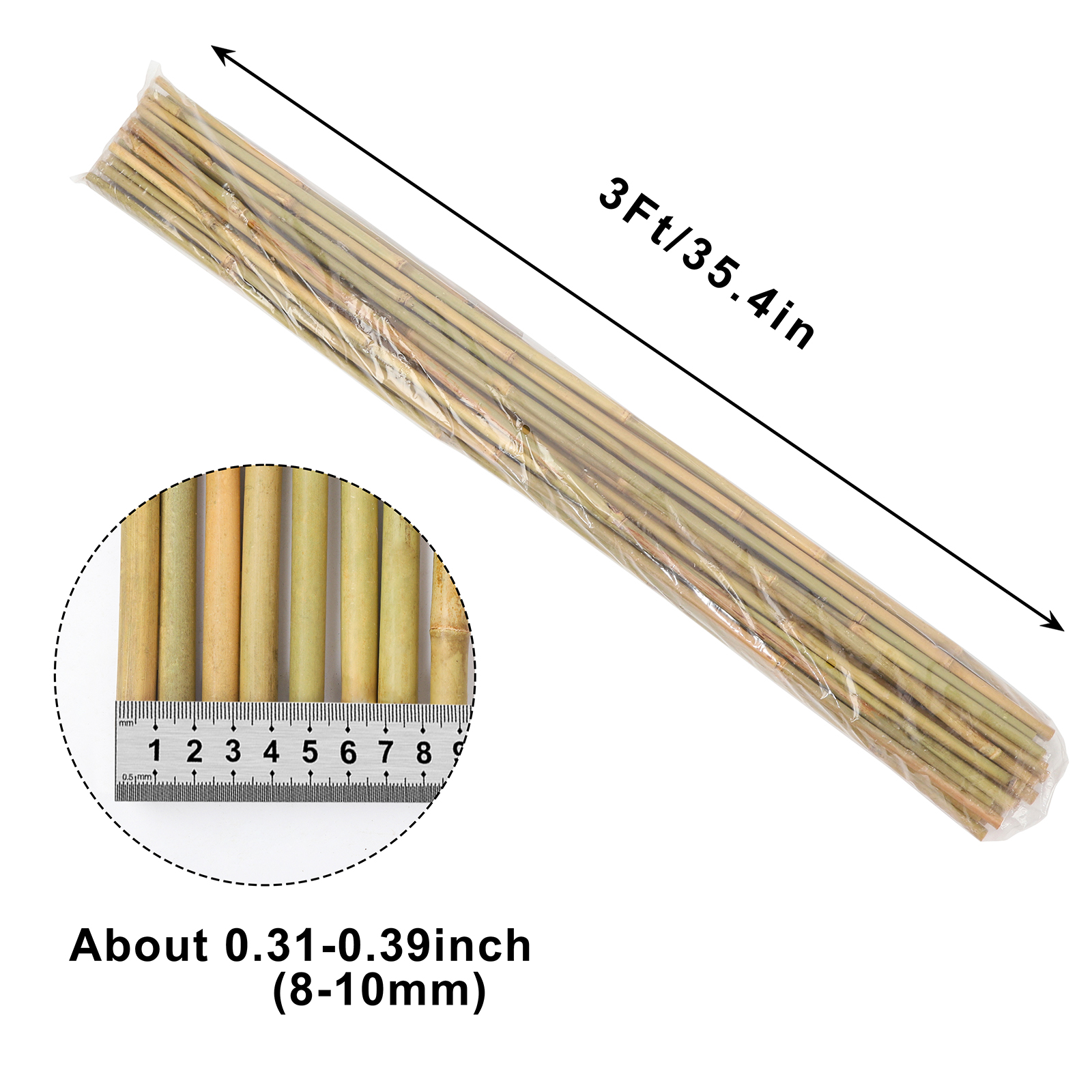 Main product image of Bamboo Plant Stakes, 3FT, 8-10mm Diameter, 25-Pack