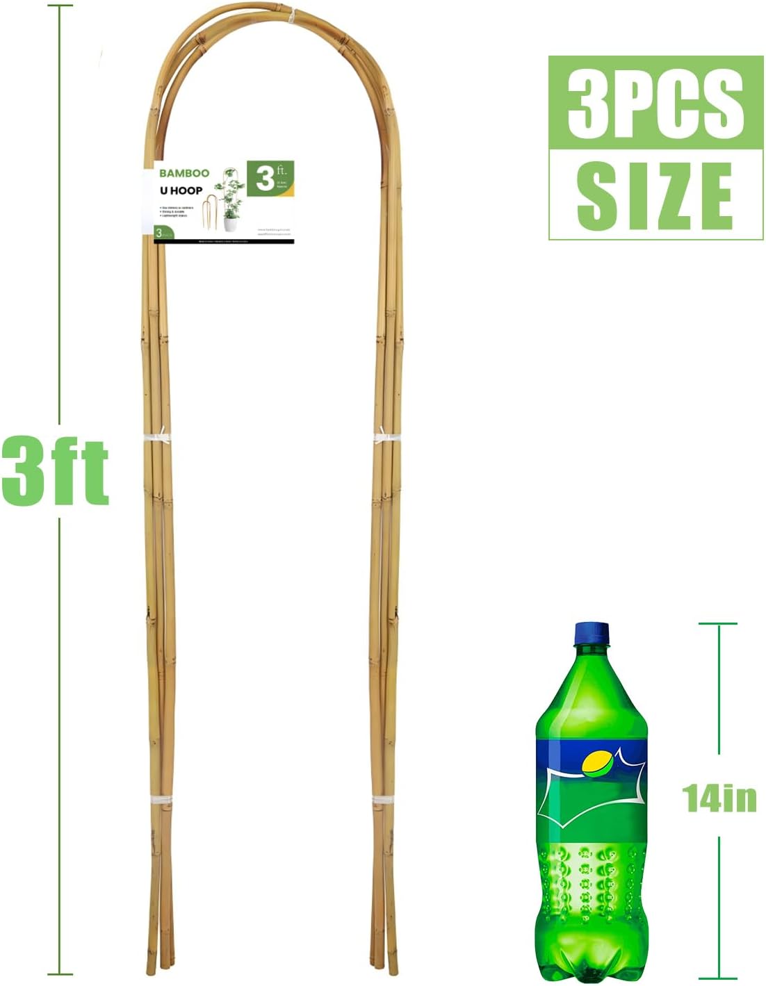 Main product image of 3ft Natural Bamboo U-Shaped Garden Trellis, 3-Pack