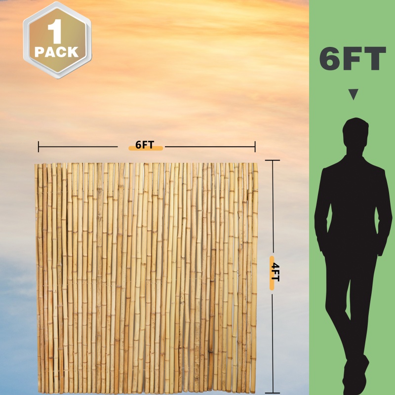 Main product image of Bamboo Fence Roll, 4 ft x 6 ft, Garden Privacy Screen Panel