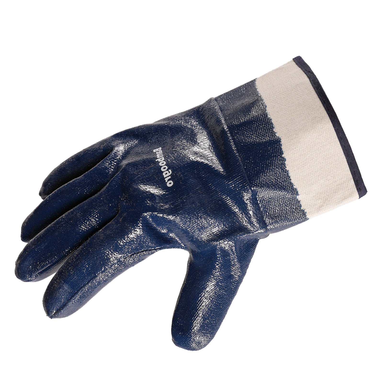 Main product image of ORG Fully Dipped Blue Nitrile Gloves, Canvas Cuff, Oil Resistant, 6 Pairs