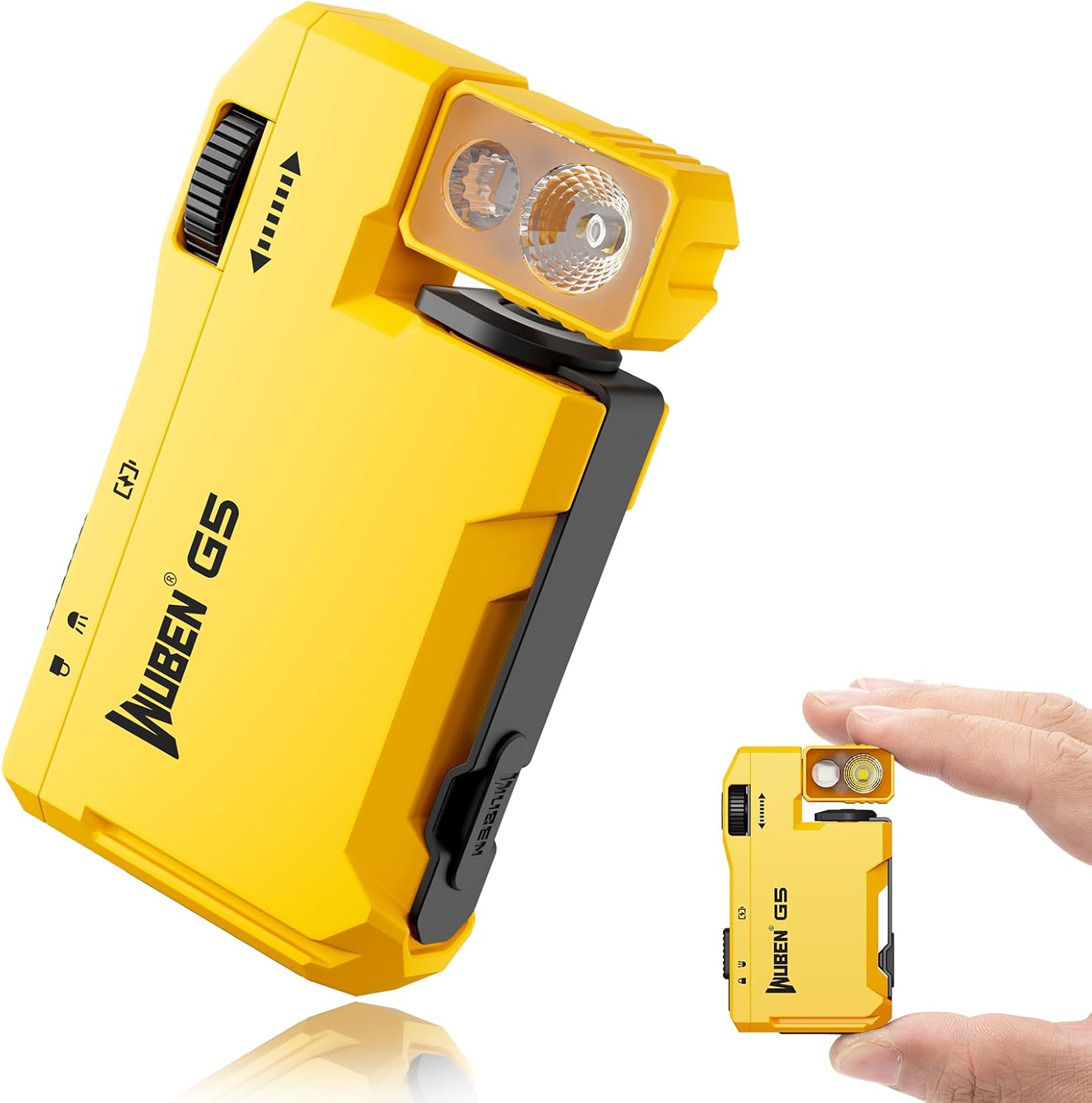 Main product image of YELLOW G5 Rechargeable EDC Flashlight, 400 Lumens, Dual LED, RGB, Magnetic Keychain