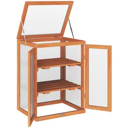 Product image of 3-Tier Wood Polycarbonate Greenhouse with Storage Shelf