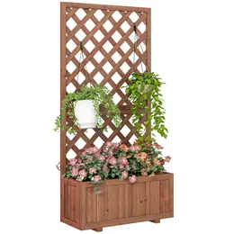 Product image of Orange 45L Raised Garden Planter with Trellis, 72.5 x 31.5 x 149.5 cm