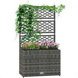 Product image of Rattan Planter with Trellis, Two Boxes, 57 x 30 x 107 cm, Mixed Grey