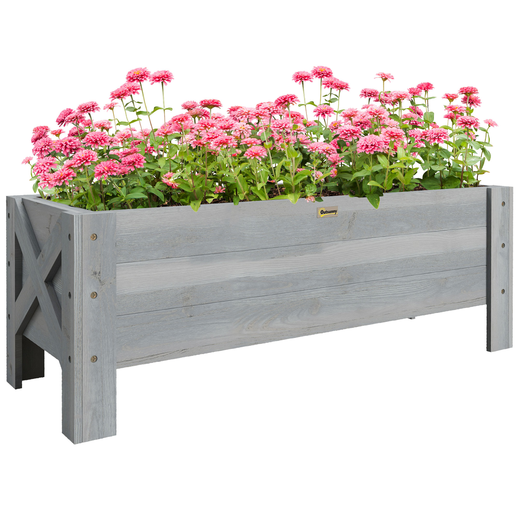 Main product image of 58L Fir Wood Raised Garden Bed Planter, 100 x 36.5 x 36 cm, Grey