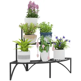 Product image of Three-Tier Corner Metal Storage Shelves, Black