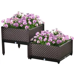 Product image of Set of 2 Plastic Raised Garden Beds, 19.7x19.7x18.3 in, 10.8 Gal, Self-Watering