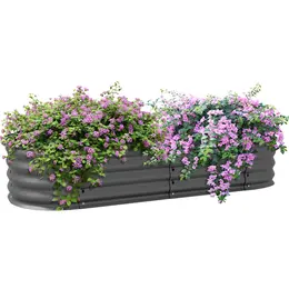 Product image of Dark Grey Galvanized Raised Garden Bed with Safety Edging