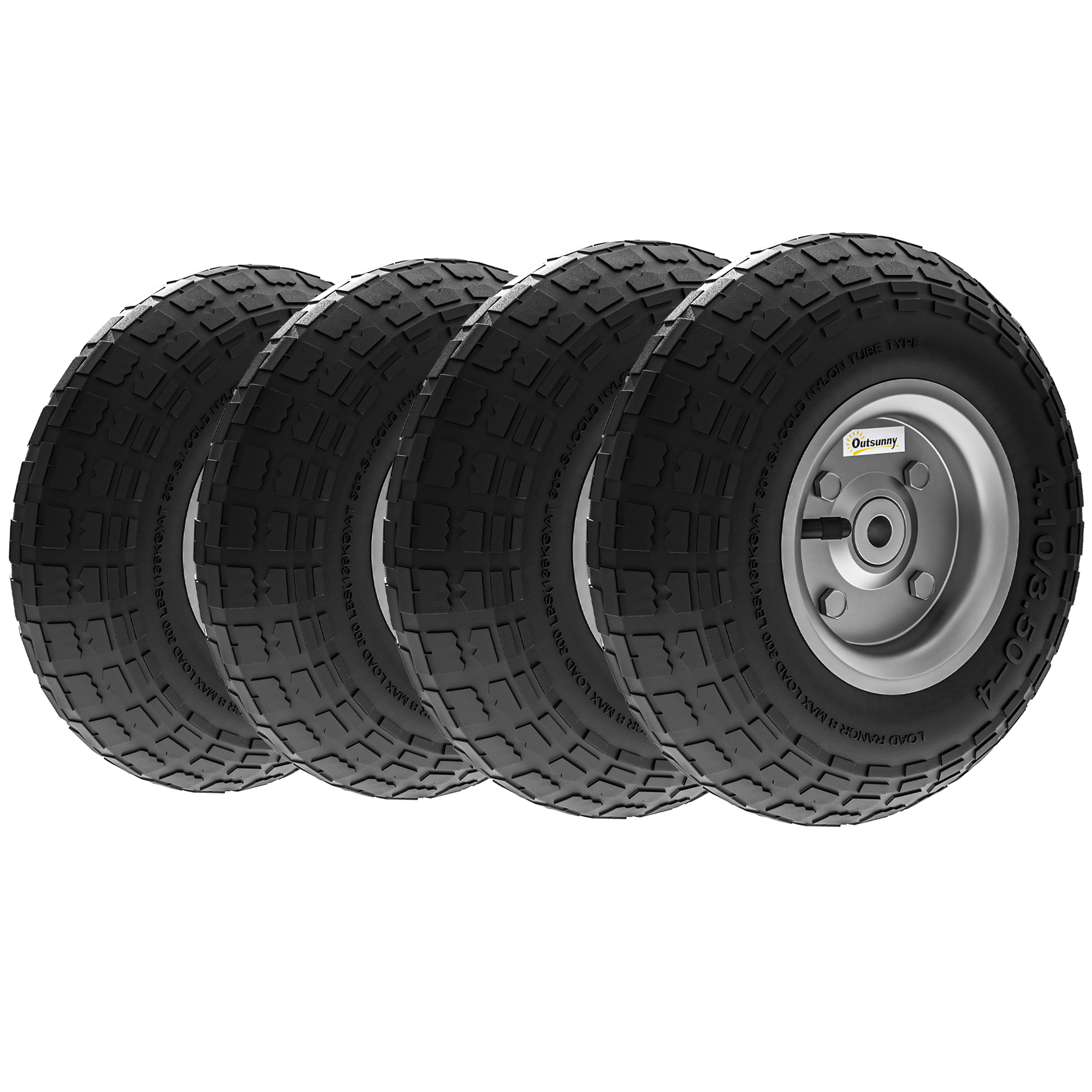 Main product image of Outsunny 10" Pneumatic Wheels, 4-Pack, Black