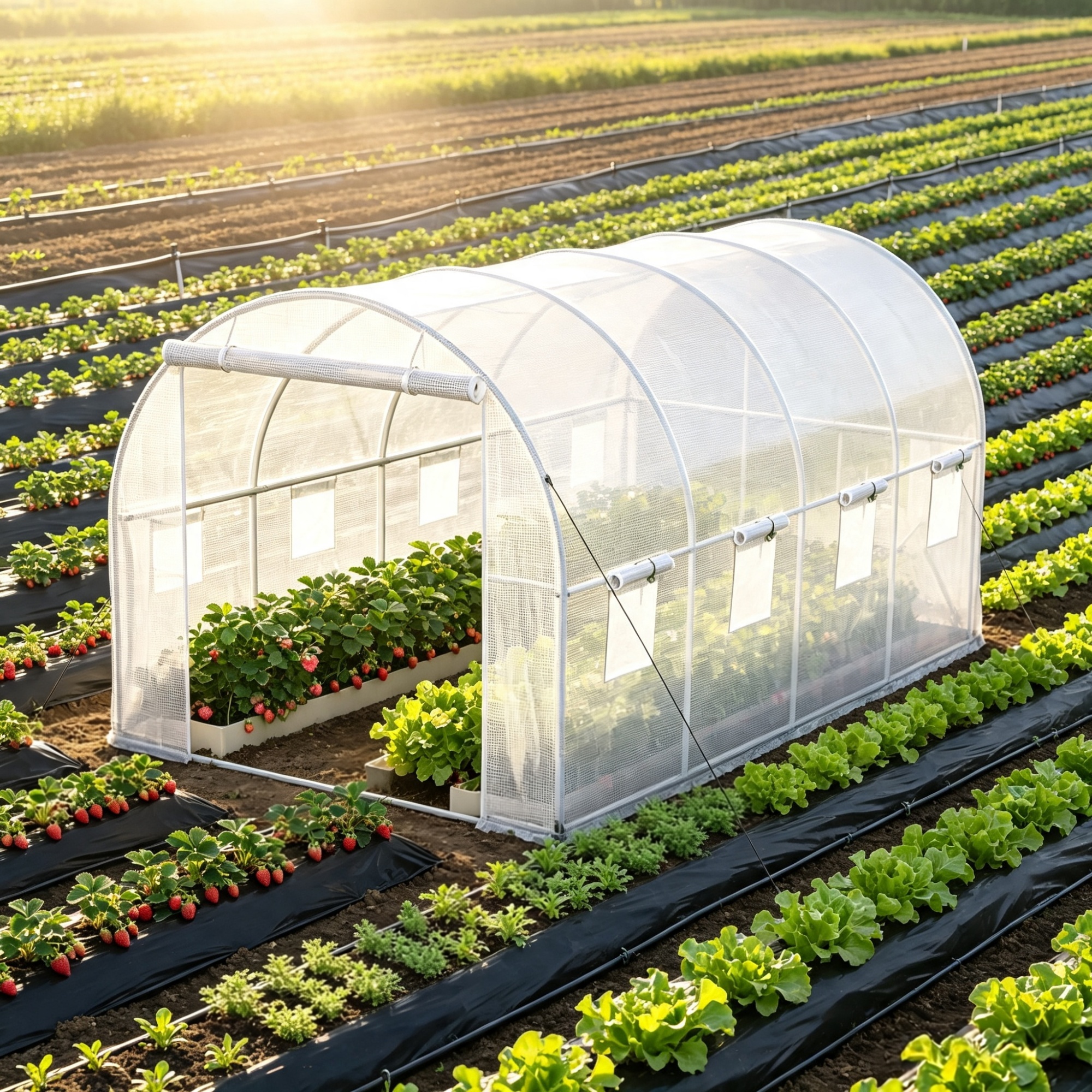 Main product image of 15 x 6.5 x 7 ft Portable Greenhouse, Galvanized Steel Frame, Zippered Door, 8 Windows