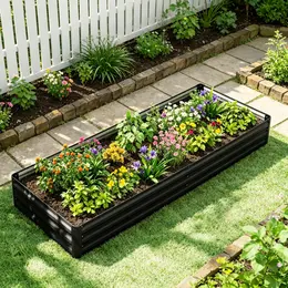 Product image of 95 x 36 x 12 in. Black Galvanized Raised Garden Bed