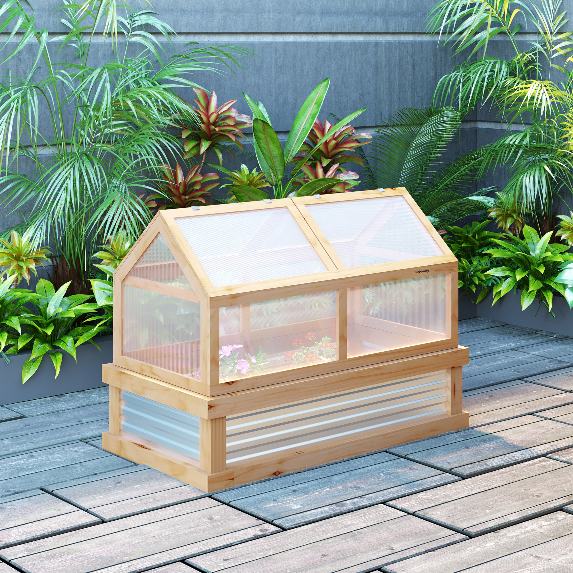 Main product image of Wooden Greenhouse Planter, 48" x 24" x 32"