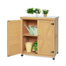 Product image of Potting Bench with Storage Cabinet and Metal Worktop