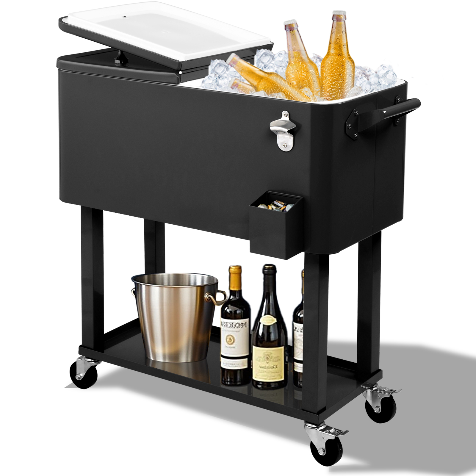 Main product image of 80 Qt Black Freezer Incubator with Square Tube Base and Drain