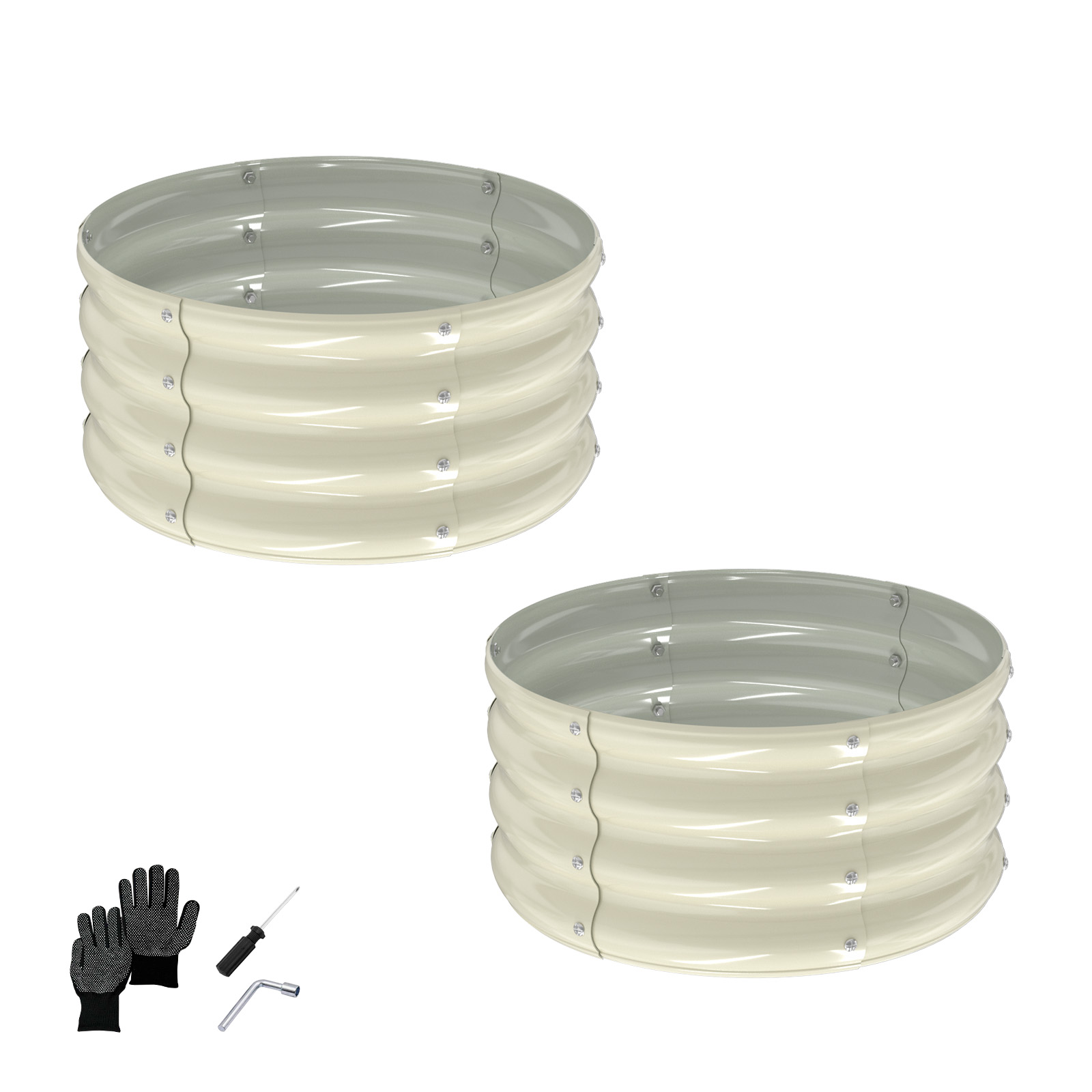 Main product image of 2-Pack 2x2x1 ft. Round Galvanized Raised Garden Bed, White