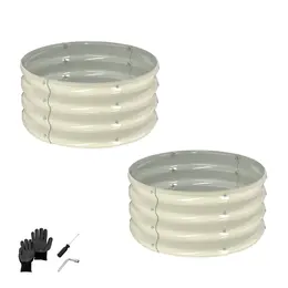 Product image of 2-Pack 2x2x1 ft. Round Galvanized Raised Garden Bed, White