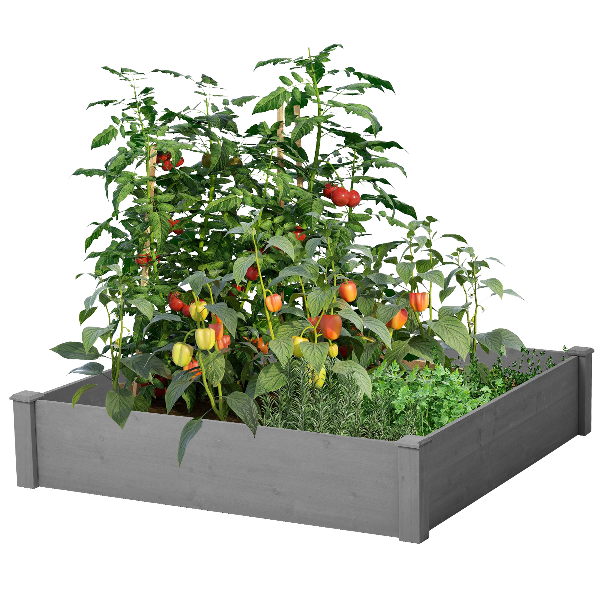 Main product image of Raised Garden Bed 48x48x10'', Outdoor Wood Planter Box Over Floor, Tool-Free Assembly